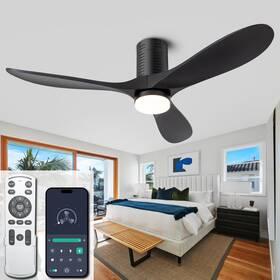 1271bk-52xl Ducrew 52 Inch Flush Mount Ceiling Fans With Lights And Remote/app Control 3cct Dimmabl