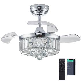 Dm-ef03001-30 Dumaiway 30 Inch Chandelier Ceiling Fan With Light Crystal Modern Fandelier Rever