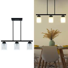 Dm-hl03002 Dumaiway Industrial Kitchen Island Pendant Light 3-light Modern Double Glass Shade Rus