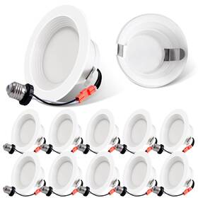 E Energetic Lighting 712004214450 10 Pack 660lm Dimmable Led Recessed 4 Inch Downlight 10w