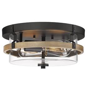 Fma1443-fbdt Eapudun Farmhouse Ceiling Light Wooden Flush Mount Fixtures With Clear