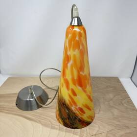 Pn-1adl Easylite Vtg Murano Millefiori Blown Art Glass Lamp Shade Pendant Orange Yellow Brown