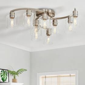 X148-075-09-sb Eatich 9-light Semi Flush Mount Ceiling Light Modern Brushed Nickel F