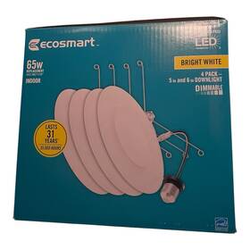 1005936205 Ecosmart 65w Indoor 4 Pack 5 In 6 Downlight Dimmable Led Bright White