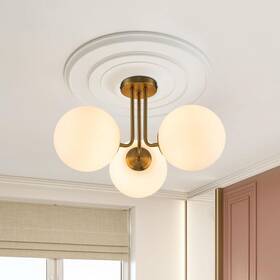 81010000038578 Edislive Lueck 22 Inch 3-light Modern Sputnik Globe Semi Flush Mount