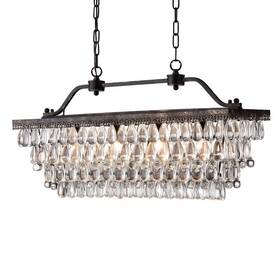Epd301ab Edvivi Chiara 4-light Antique Bronze Rectangular Glam Chandelier With Clear