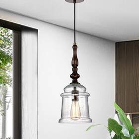 Edvivi Lighting 812381032811 Oil Rubbed Bronze 1-light Pendant With Glass Bell Jar Shade