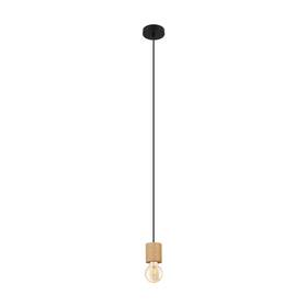 Eglo 008606226962 Turialdo Open Bulb Single Light Pendant Black Natural Wood