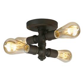 202838a Eglo Wymer 8.5 Inch W X 8 H Matte Bronze Semi-flush Mount With Open Bulbs