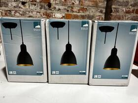 203443a Eglo Lot Of 3 Priddy 1-light Black Mini Pendant Light