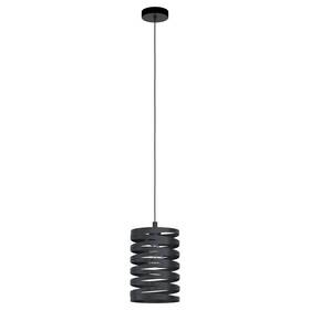 99346a Eglo Cremella 7.1 Inch W X 10.2 H 1-light Black Drum Mini Pendant With Spiral