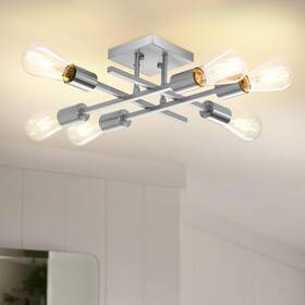 Eiecl002-sl1p Eietonte 6light Semi Flush Mount Ceiling Light Fixture Industrial Brushed Nickel Close To