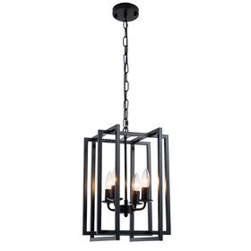 Ejerlya 768459382282 Farmhouse Lantern Chandelier Light Fixture Black 4-light Rustic Industrial