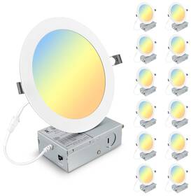 3cct Elaruslux 721820425452 12 Pack 7 Inch Ultra-thin Led Recessed Light With Junction Box 3000k/45