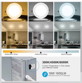 Ela-7in-w-12p Elaruslux 12 Pack 7 Inch 3cct Ultra-thin Led Canless Recessed Ceiling Lights 18 Watt