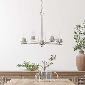 Pt1019-bsn Elegant Designs 810052826738 20.5 Inch Traditional Vintage Modern Industrial 5-light Metal And Clea