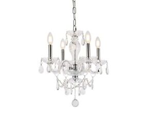 Elegant Furniture Princeton 4 Light Chrome Pendant Clear Royal Cut Crystal