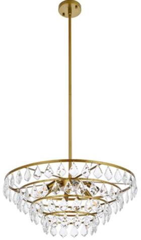 1101d24br Elegant Lighting 1101d24c Ella 6 Light 24 Inch W Crystal Waterfall - Brass