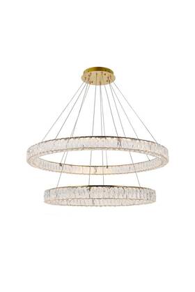 3503d42g Elegant Lighting Monroe Led 42 Inch Gold Chandelier Ceiling Light