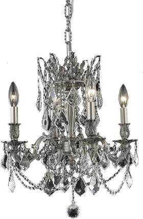 9204d17pw Elegant Lighting 9204d17pw/rc Vintage Rosalia Crystal Chandelier With Pewter Finish
