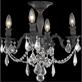 9204f17db-gt-rc Elegant Lighting 9204f17db-gt Rc Rosalia Four Light Flush Mount Royal Cut Dark