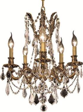 9205d18fg-gt Elegant Lighting 9205d18fg-gt/rc French Gold 5-light Chandelier-rosalia Collection