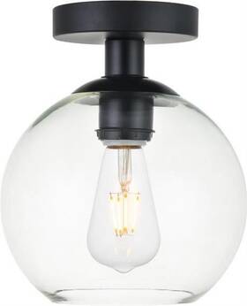 Ld2204bk Elegant Lighting Baxter 1 Light Black Flush Mount Ceiling With Clear Glass
