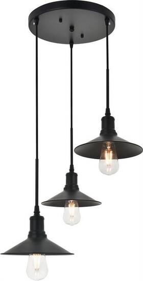 Ld4033d20bk Elegant Lighting Etude 3-light Black Pendant-mid-century Modern Elegance
