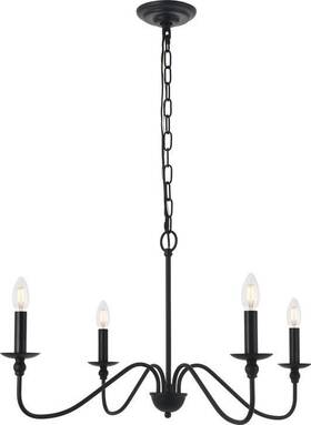 Ld5006d30mb Elegant Lighting Mid-century Modern Matte Black Rohan Pendant Light