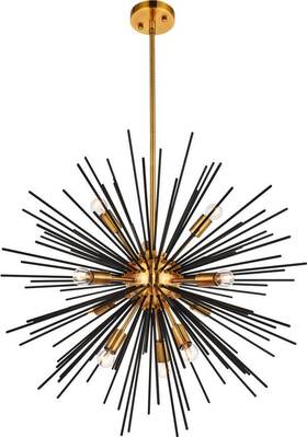 Ld5023 Elegant Lighting Hanging Light Pendant 10-light Flat Black Antique Brass Wire Candelabra E12