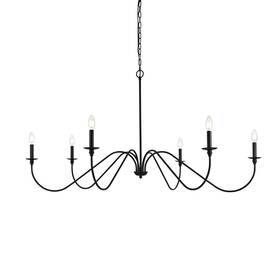 Ld5056d54mb Elegant Lighting Ld5056d54 Rohan 6 Light 54 Inch W Taper Candle Style - Black