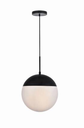 Ld6038bk Elegant Lighting Living District Eclipse 1 Light Pendant Black/frosted White 12 Inch -