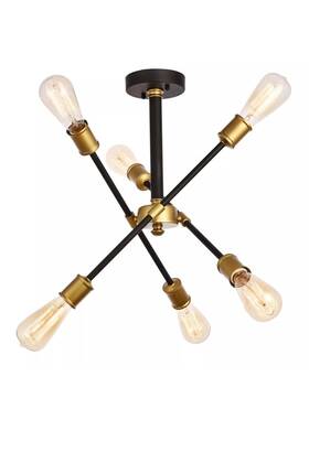 Ld8003d17bk Elegant Lighting Ld8003d17 Axel 6 Light 17 Inch W Semi-flush Ceiling - Black