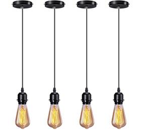 Elibbren 787446187501 Industrial Mini Pendant Light Kit E26 E27 Base Edison Vintage Style Black Cor