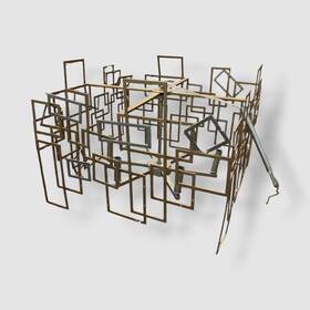 Elk Home 748119138435 Gridlock 6-light Chandelier In Matte Gold And Aged Silver