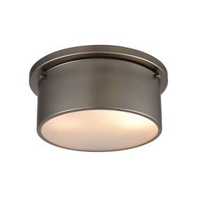 12110-2 Elk Lighting 2-light Flush Mount Frosted Glass Black Nickel - New