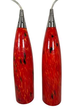 501-1fr Elk Lighting 2 Lungo 1-light Mini Pendant Satin Nickel Fire Red Pair