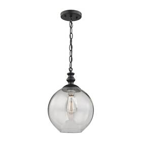 46222 Elk Lighting 748119087672 46222/1 Bergen 1-light Mini Pendant In Matte Black With Clear Glass