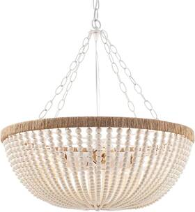 Elyccupa 445042294278 5 Lights Bohemia Wood Beaded Chandelier Farmhouse Antique Rustic Pendant Light F