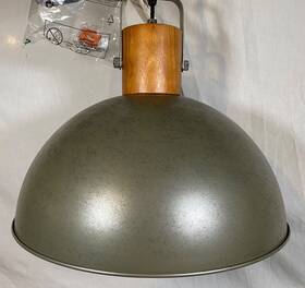 Up2334-q Elyona Industrial Grey Metal Wood Island Pendant Light Fixture 16 Inch Large