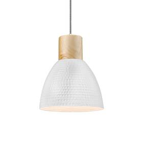 Up3154 Elyona Hammered White Dome Pendant Light With Wood Accent Modern Style