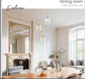 Dye286g2-3 Emliviar Brushed Gold 3-light Modern Pendant Seeded Glass Chandelier 3228s