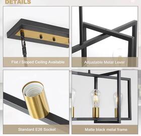 Am-70060-5 Emong 5-lights Modern Kitchen Island Light Matte Black Industrial Linear Hang
