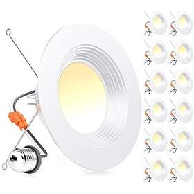 5cct Ensenior 769044641449 5/6 Inch Led Can Lights 12 Pack Metal Baffle Trim Dimmable Damp