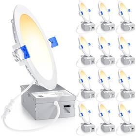 2700 Ensenior 769044649209 12 Pack 6 Inch Ultra-thin Led Recessed Light With Junction Box