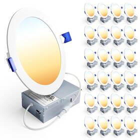 Ensenior 769044649407 24 Pack 6 Inch Ultra-thin Led Recessed Ceiling Light With Junction Box 2700k