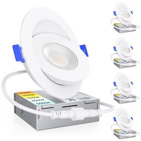 5cct Ensenior 769044649933 4 Pack Inch Led Gimbal Recessed Light With Junction Box 360 90