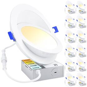 Ensenior 769044653534 12 Pack 6 Inch Led Eyeball Recessed Lighting 360 90 Rotatable And