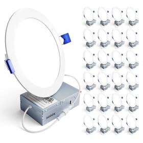 Ensenior 769044657426 24 Pack 6 Inch Ultra-thin Led Recessed Ceiling Light With Junction Box 3000k
