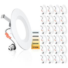 5cct Ensenior 769044658409 5/6 Inch Led Can Lights 24 Pack Retrofit Recessed Lighting Baffle
